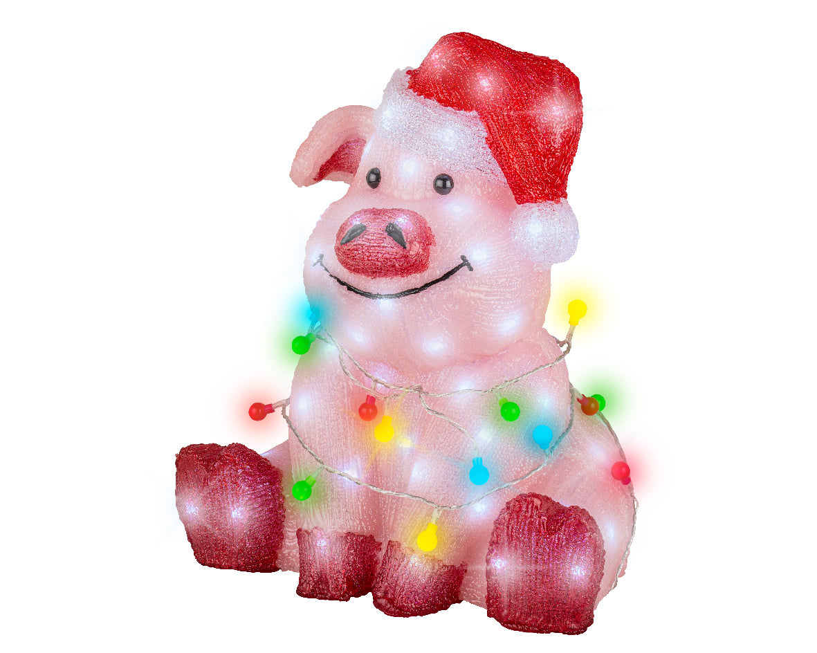 Pig 30x36.5x41 cm 100 fixed pink led