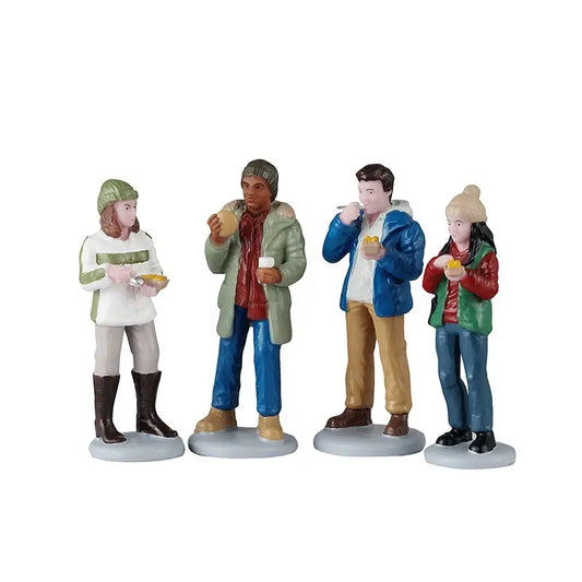 Lemax Clienti dei Food Truck set 4 pezzi 52530 – Personaggi in resina H 6,7 cm