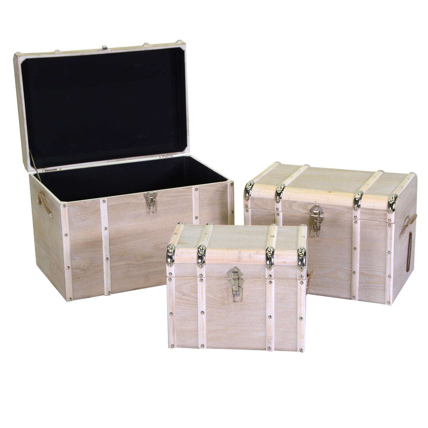 Baule in legno 1-3 sbiancato rettangolare