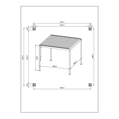 Bizzotto Pergola Garda 3x3 m Stahlseide mit Lamellendach