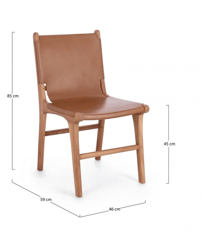 2x Sedie in Pelle Liscia Rivestita a Pannello 46x59x85H cm