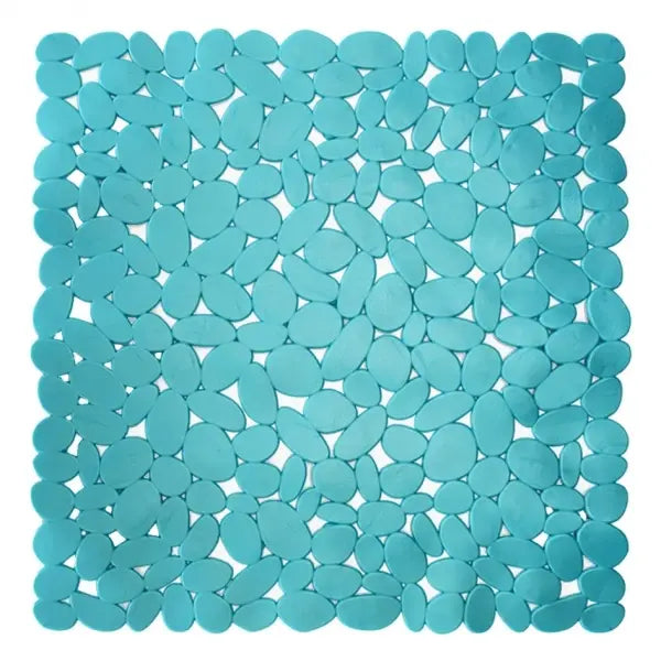 Tappeto doccia Sassolini azzurro antiscivolo con ventose 54 × 54 cm
