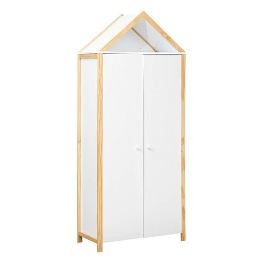Schlafzimmerschrank Kima aus weißem Holz, 86 x 204,5 cm