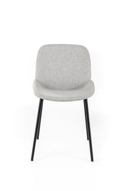 4x Sedia in Tessuto Grigio Chiaro con Gambe in Legno 57x46xH80 cm