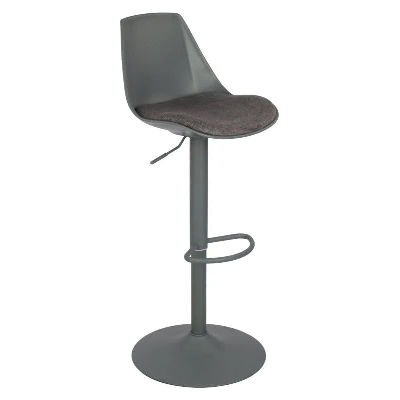 Sgabello Samuel in PP e cuscino in tessuto grigio scuro