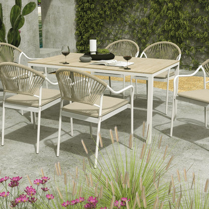 Conjunto de jardín Rhodes (1 mesa, 6 sillas)