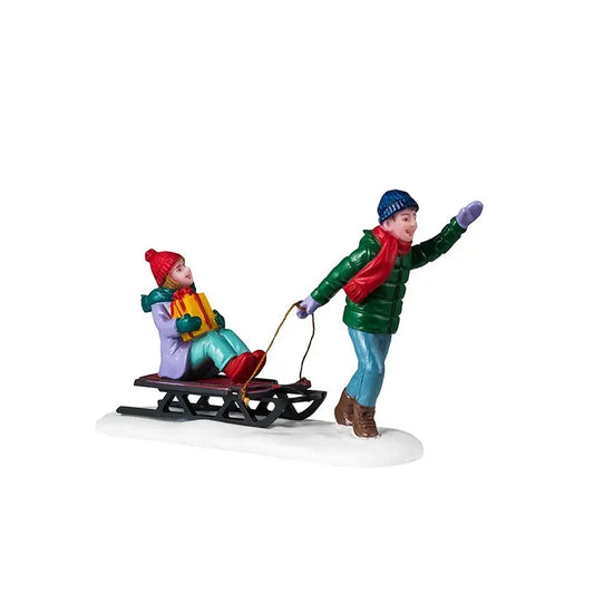 Lemax Fratelli su slittino “Christmas Eve Visit” – 9 x 3,2 x H5,7 cm