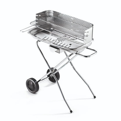 Barbacoa Pro de acero inoxidable 60x40 cm con carro y parrilla regulable