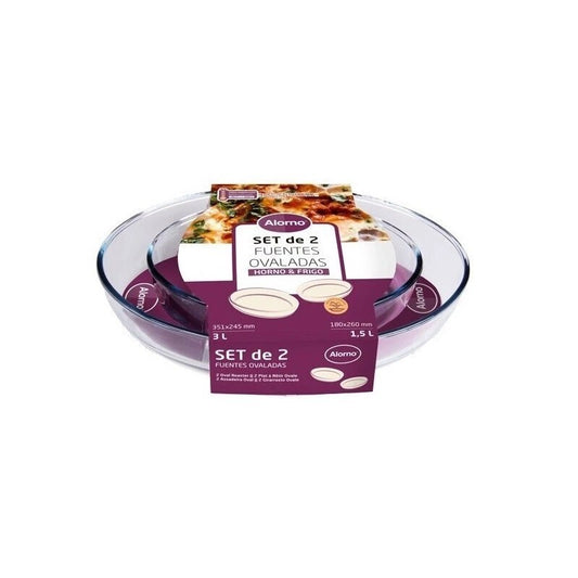 Set 2 casseruole pirofile ovali in vetro per forno e frigo