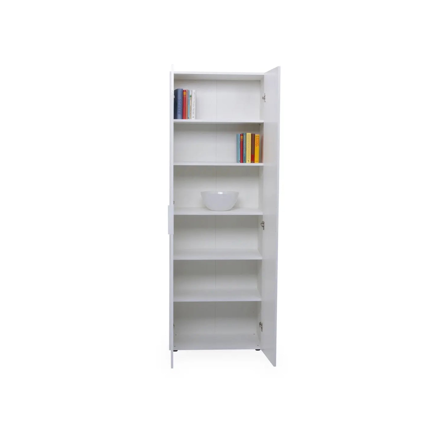 2-türiger Kleiderschrank mit 6 mattweißen Einlegeböden 69x37x198 cm h