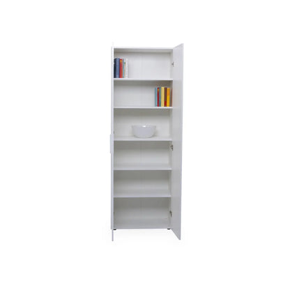 2-türiger Kleiderschrank mit 6 mattweißen Einlegeböden 69x37x198 cm h