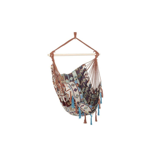 Bizzoto Hängehängematte Santender Hellblau/Beige 120x146 cm mit Holzstange