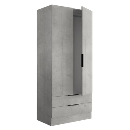 Composad cement wardrobe with 2 doors and 2 drawers 82x46x184h cm