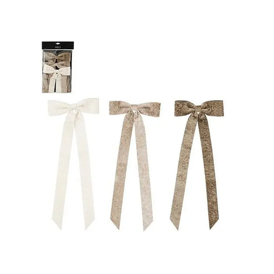 Set 3 fiocchi natalizi bianco. argento e verde 18.5 × H48 cm