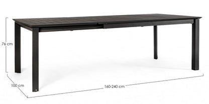Konnor anthrazitfarbener ausziehbarer Couchtisch m 160-240x100x76h