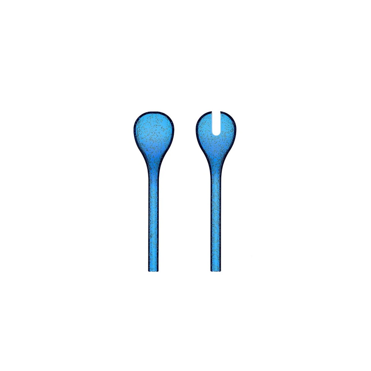 Cubiertos para ensalada Memento Synth de metacrilato azul intenso