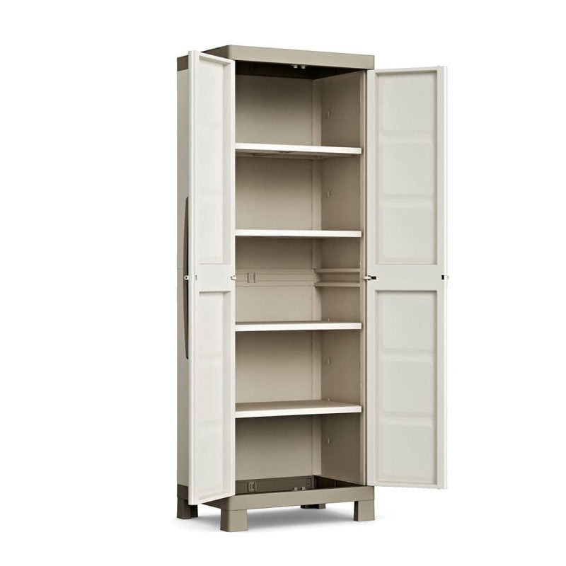 Armario multiusos de dos puertas y cuatro baldas Beige EXCELENCIA 89x54x h182 cm