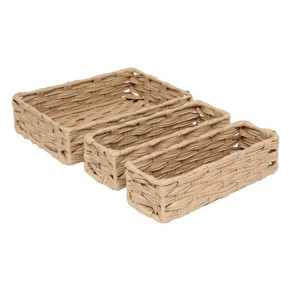 Set mit 3 beigen niedrigen Körben 27x20x7h cm