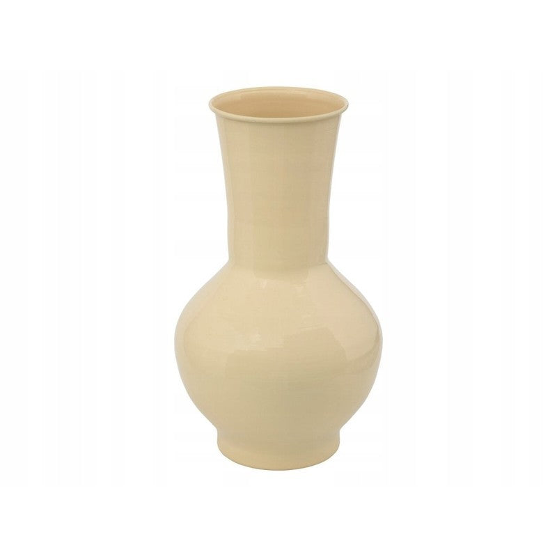 Kian-Vase, 34,5 cm hoch, aus gelb emailliertem Metall