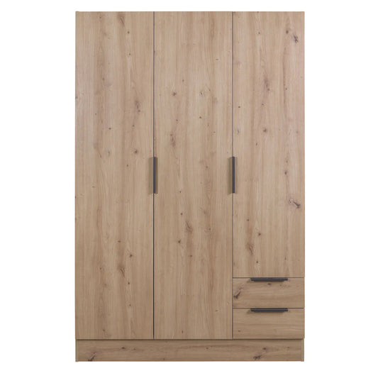 Armario 3 puertas + 2 cajones 120x50 cm roble artesanal