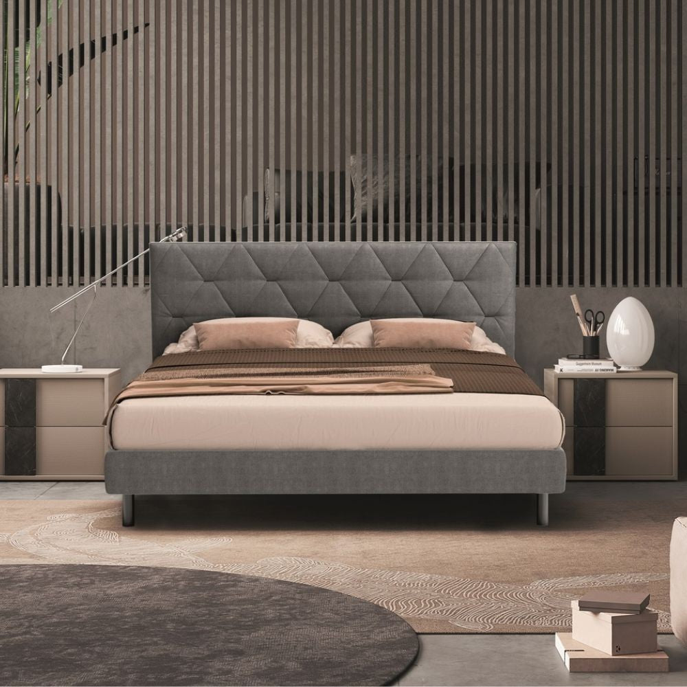 Letto matrimoniale contenitore grigio 177x8x117 cm