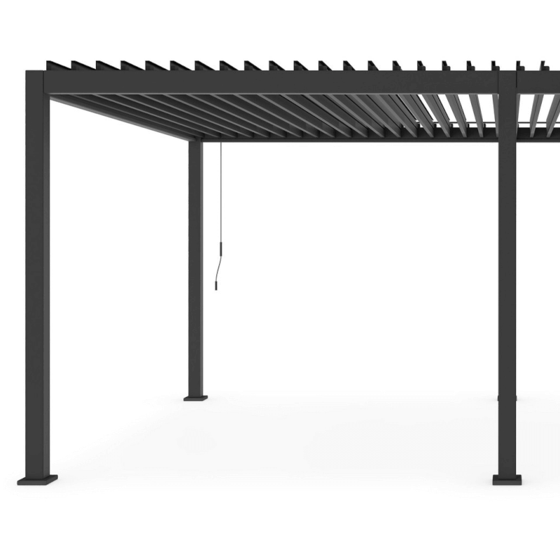 Ozean-Pergola aus anthrazitfarbenem Aluminium, 3,6 x 6 Meter