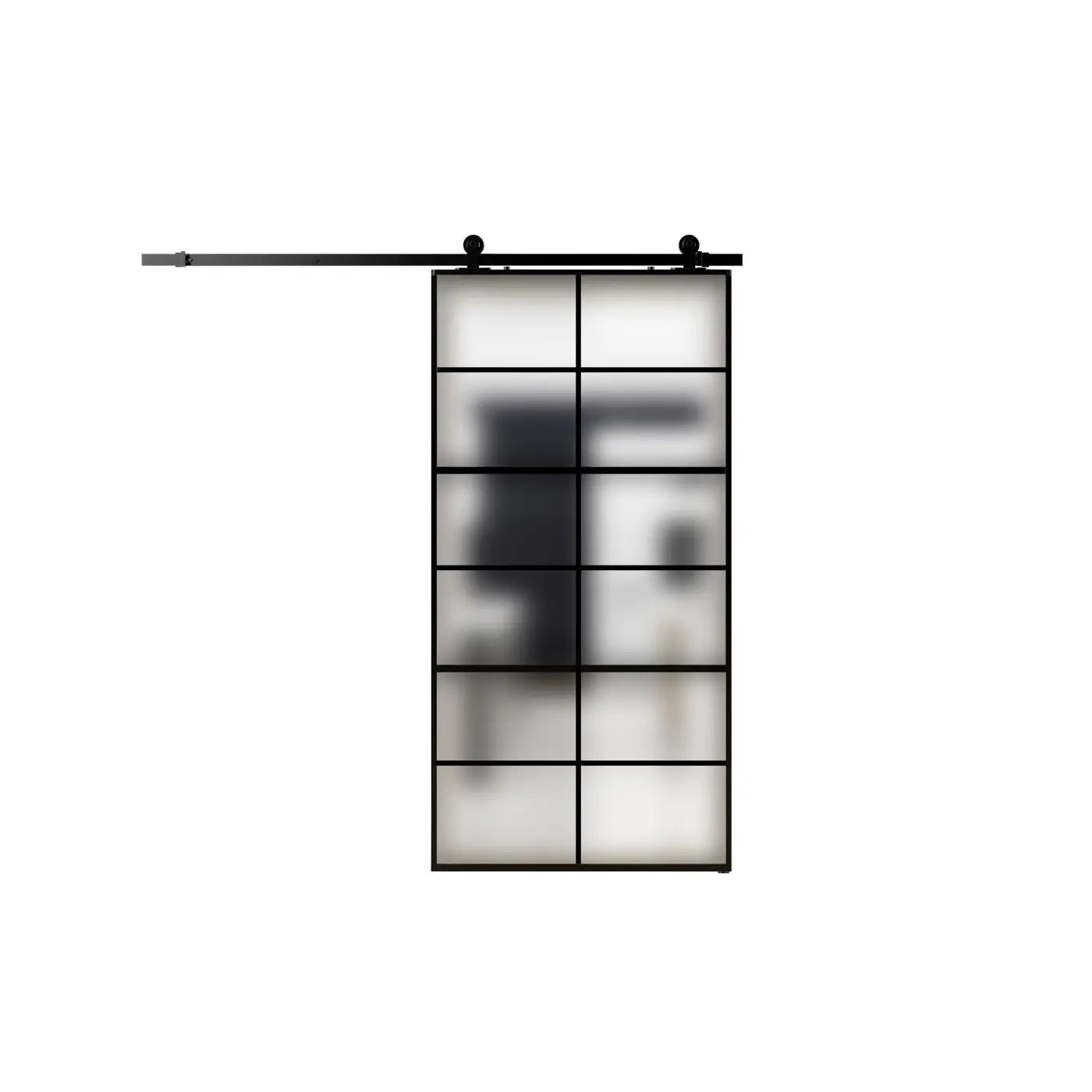 Porta scorrevole in alluminio nero in vetro satinato cm 96x220h