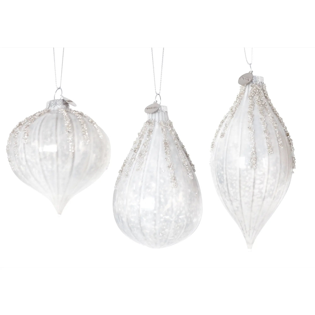 Pendaglio natalizio Frostfall in vetro bianco assortito – 1 pezzo assortito