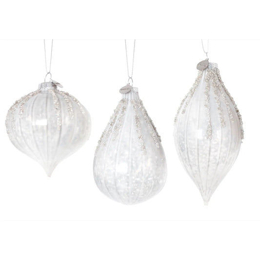 Pendaglio natalizio Frostfall in vetro bianco assortito – 1 pezzo assortito