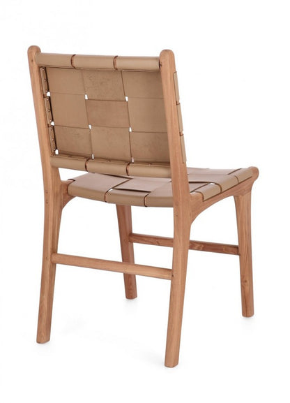 2x Sedie in Pelle con Intreccio a Quadri 46x59x85H cm