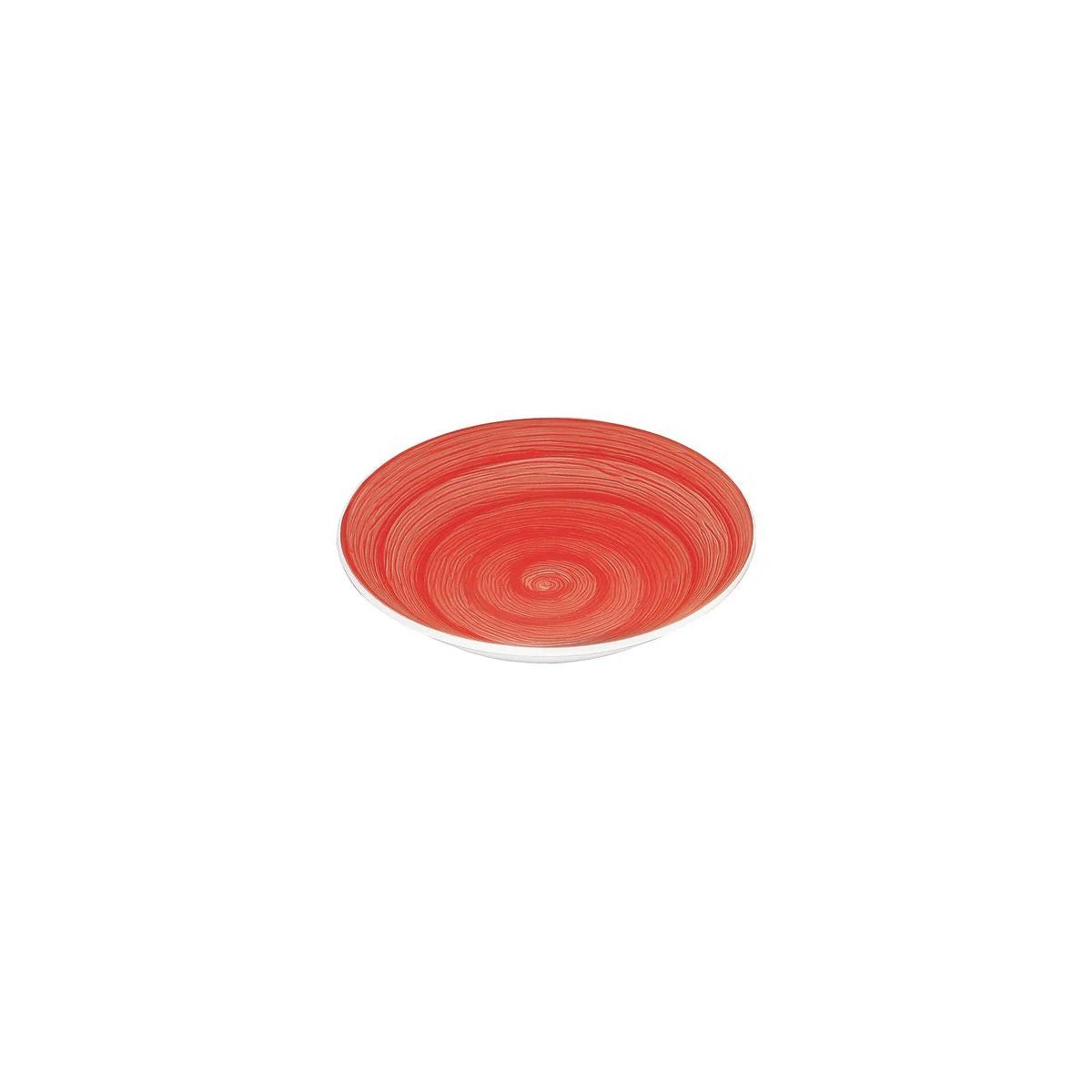 Roter Memento-Tischsuppenteller aus handbemalter Keramik, Ø 23,5 cm
