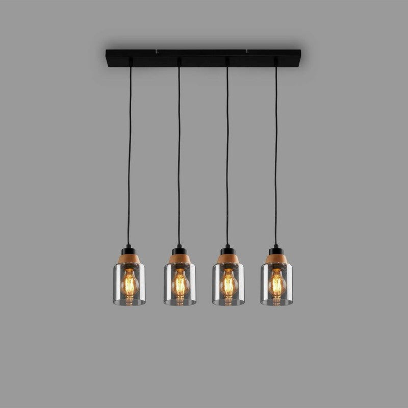 Briloner suspension Royk 4xe27 65 cm black smoke glass 65 x 9.5 x 120 cm