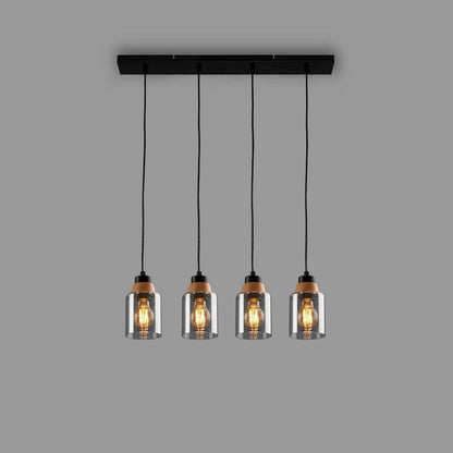 Briloner suspension Royk 4xe27 65 cm black smoke glass 65 x 9.5 x 120 cm