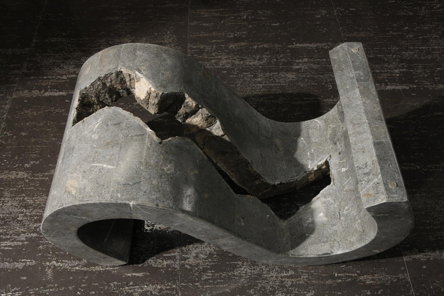 Tavolino trasparente-grigio 70 cm x 120 cm H. 36 cm