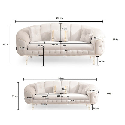 Divano 3 posti blu 250x88x88 cm