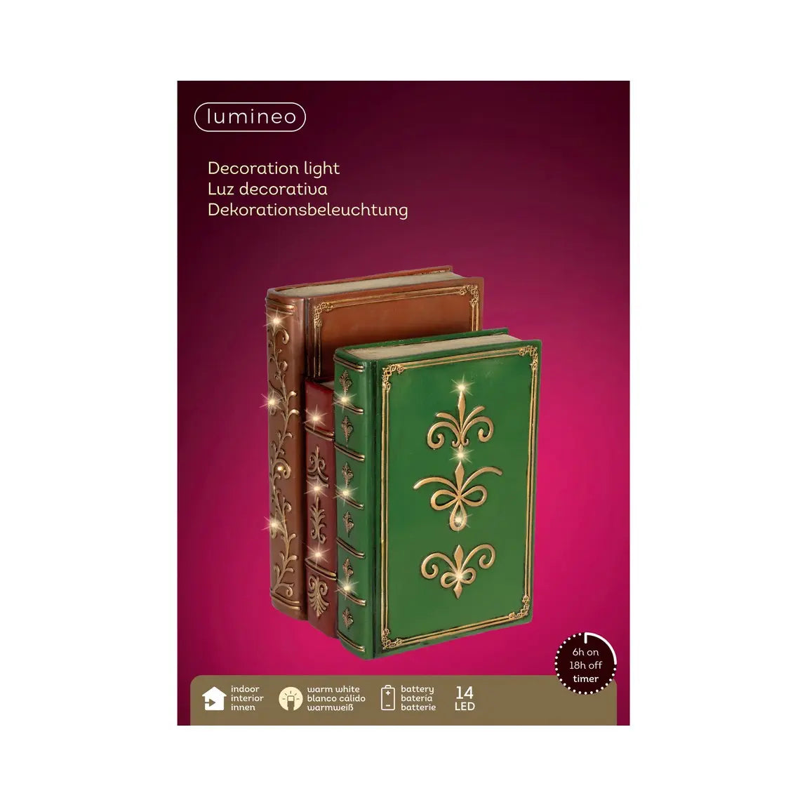 Libro decorativo natalizio con LED 15,5 × 18,5 × H27 cm