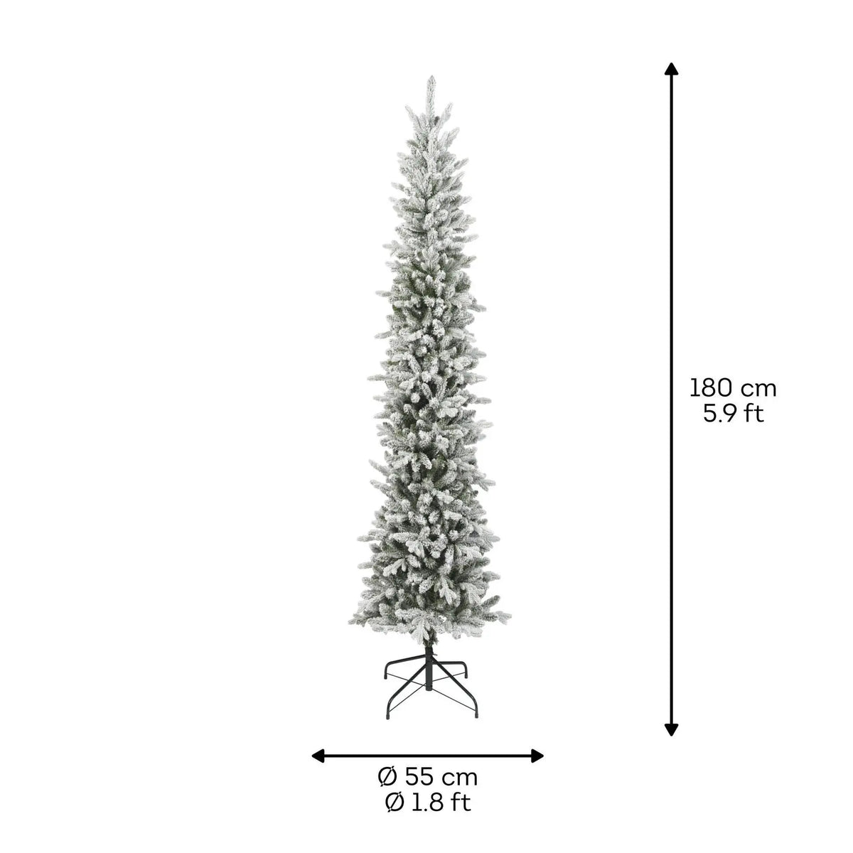Albero di Natale Slim Fir verde innevato Ø55 × H180 cm