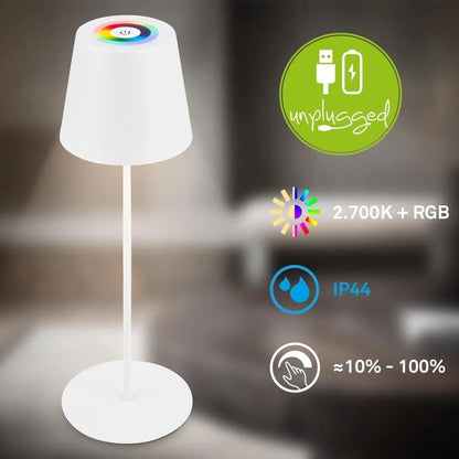 Calida Lámpara de mesa LED RGBW 3 en 1 blanca 200lm