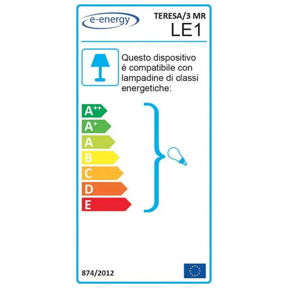 Lampadario Teresa 3 luci E14 marrone/oro con vetro spugnato bianco