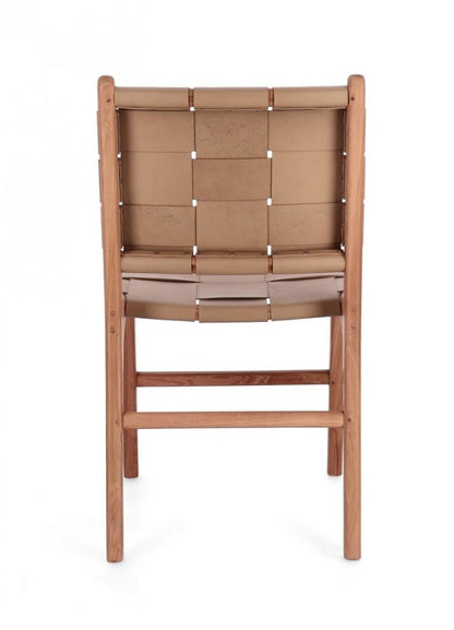 2x Sedie in Pelle con Intreccio a Quadri 46x59x85H cm