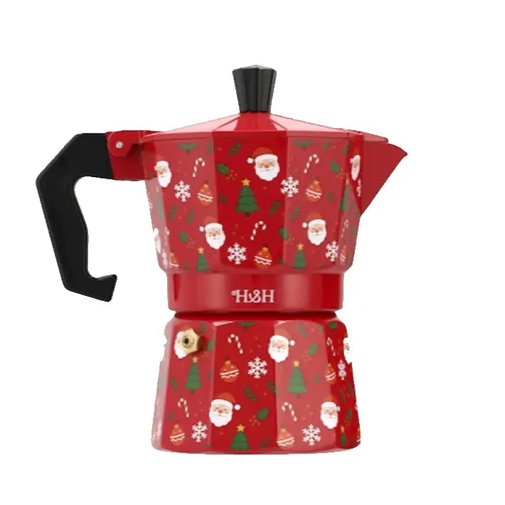 Caffettiera 3 tazze in alluminio a tema natalizio