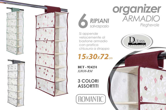 Organizer armadio pieghevole salvaspazio 6 ripiani 15x30x72 cm - 1 pezzo assortito
