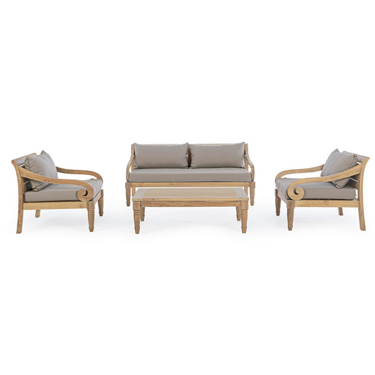 Outdoor-Lounge mit Karuba-Kissen aus Teakholz