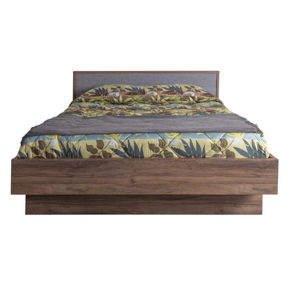 Audace Doppelbett Walnuss/Grau – Maße: 193,50 x 98,10 x 218 cm