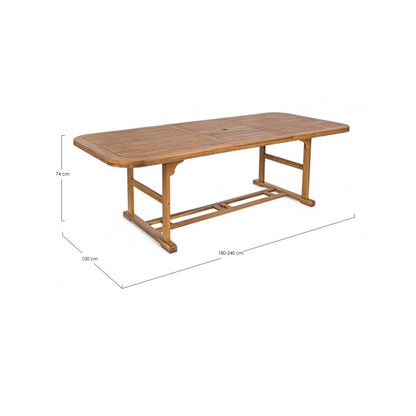 Tavolo Per esterno Noemi Allungabile in Legno  180-240x100x h 74cm