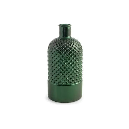 Vaso bottiglia in vetro RYC a rombi verde metallizzato 28 cm