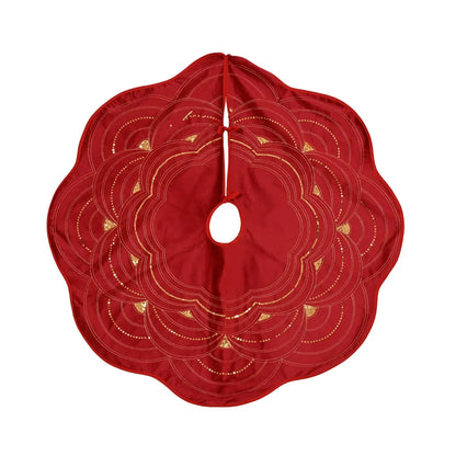 Copribase per albero di Natale in velluto rosso con fiori Ø100 cm