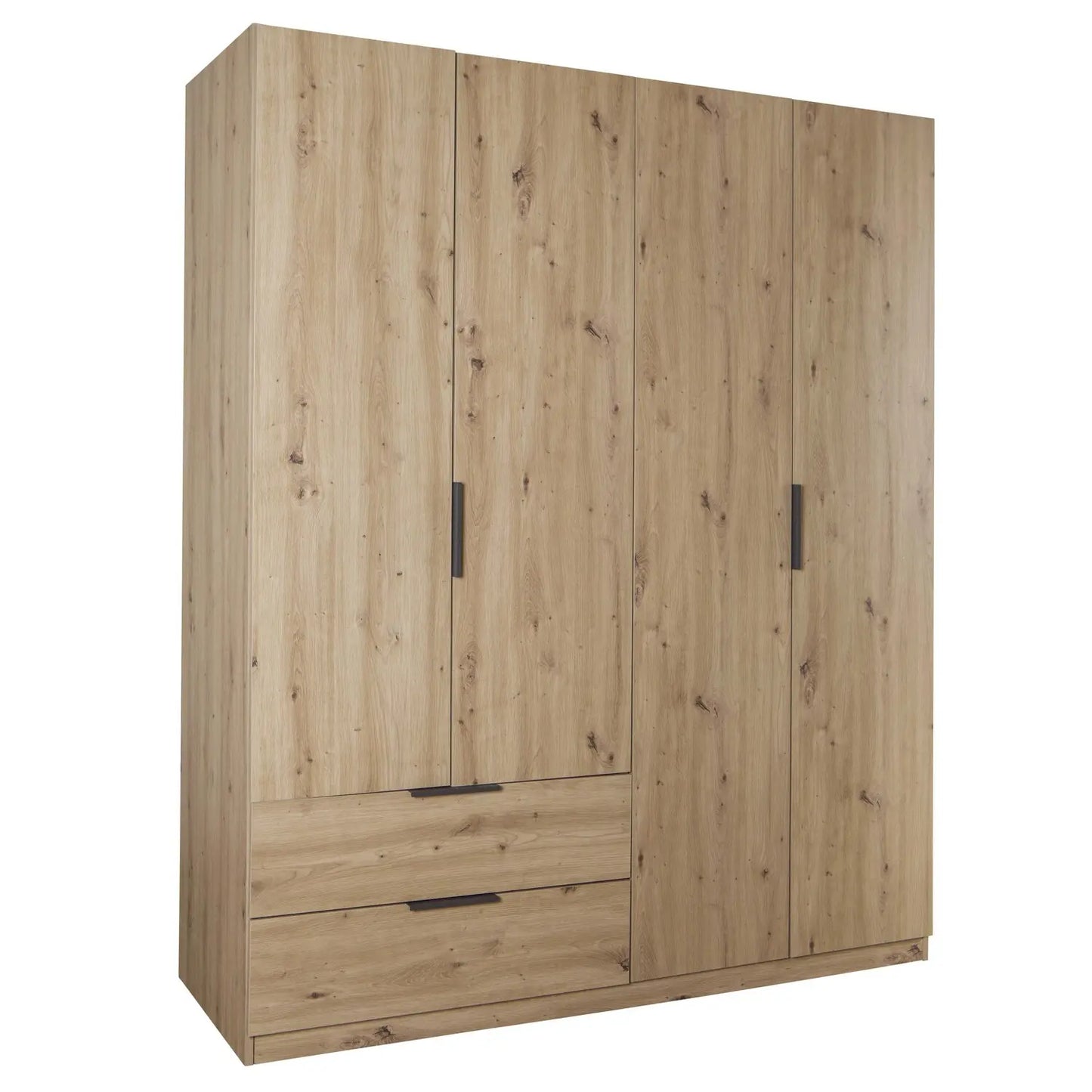 Wardrobe with 4 doors and 2 drawers 162x58 cm artisan oak