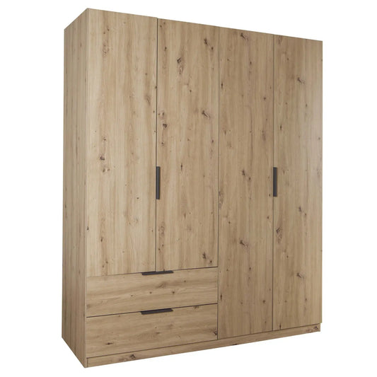 Armario 4 puertas y 2 cajones 162x58 cm roble artesanal