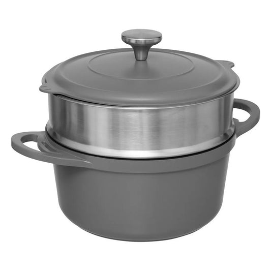 Steam pot D24 cm in gray cast aluminium